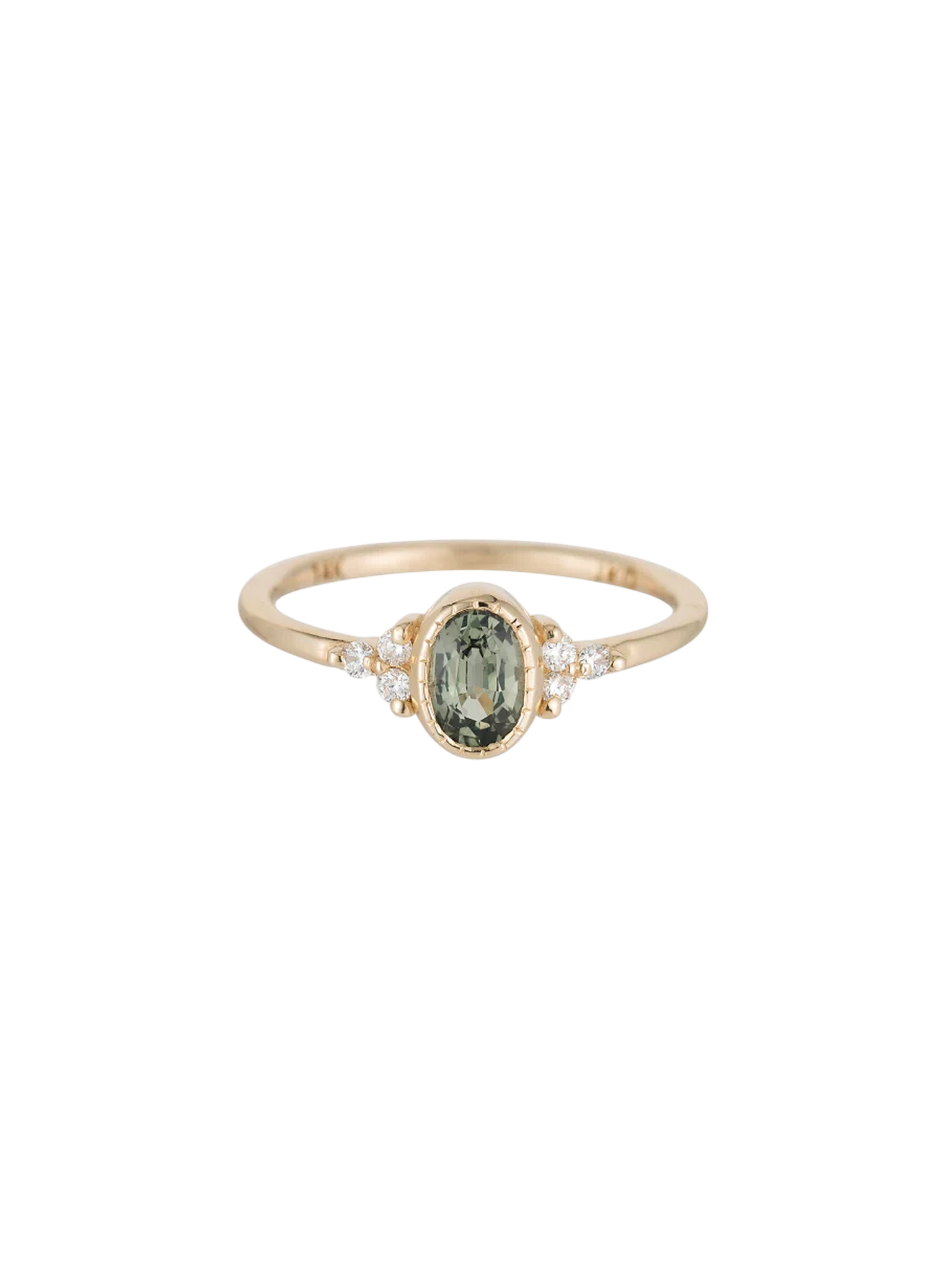 Oval Green Sapphire Cluster Ring